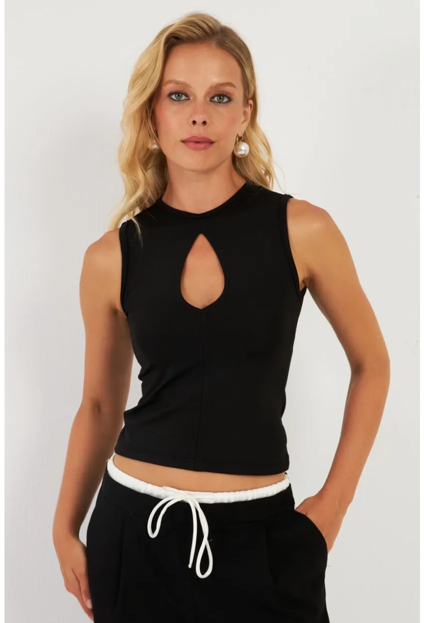 Kadın Siyah Önü Damla Bluz EY2850