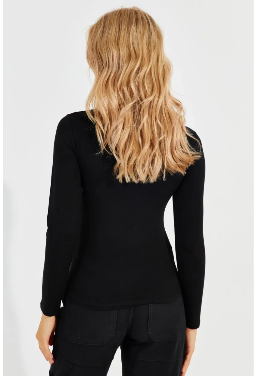 Kadın Siyah Önü Damla Bluz LPP1239
