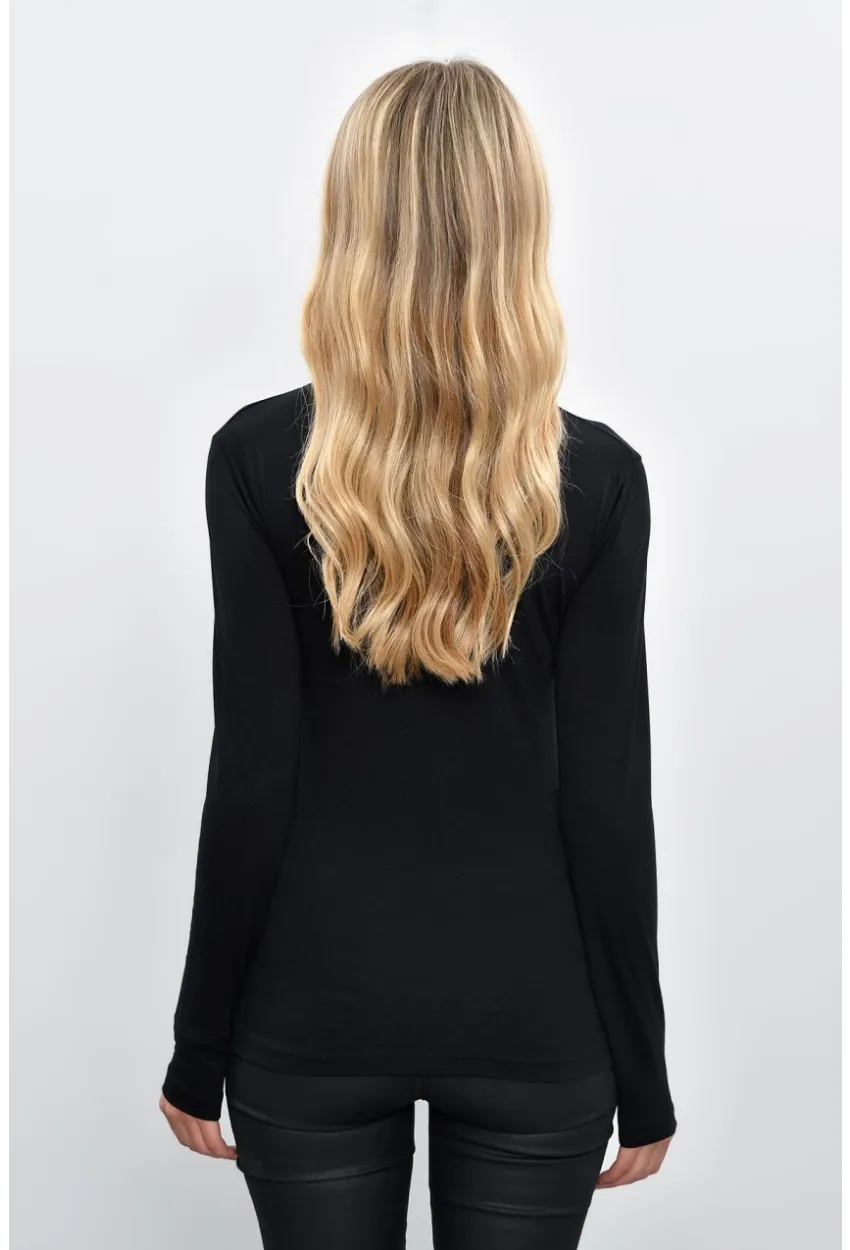 Kadın Siyah Önü Fermuarlı Balıkçı Bluz M1908