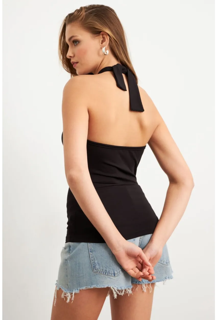 Kadın Siyah Önü Halkalı Bluz EY2674