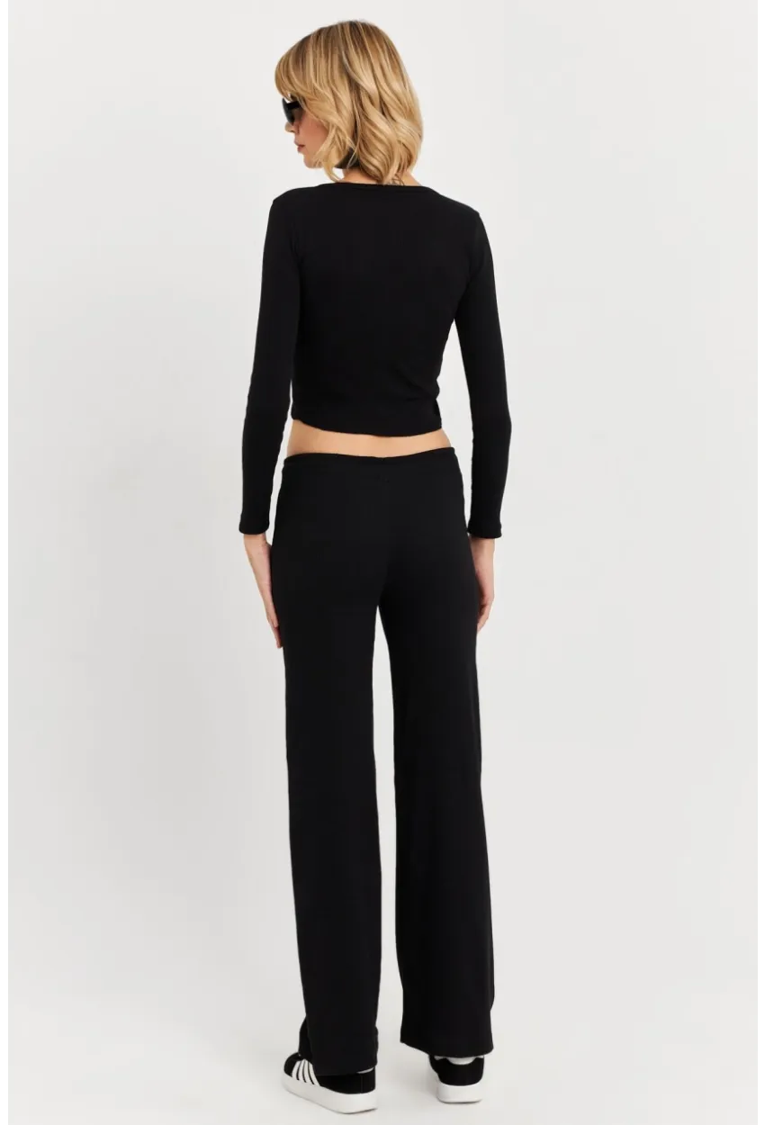 Kadın Siyah Palazzo Eşofman Altı ALB6011