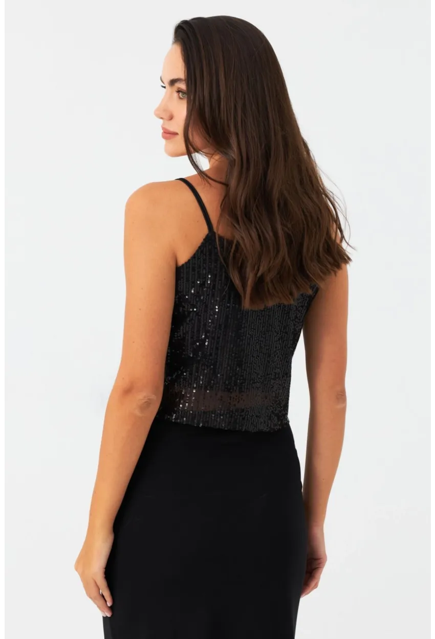 Kadın Siyah Payetli Büstiyer SHR10