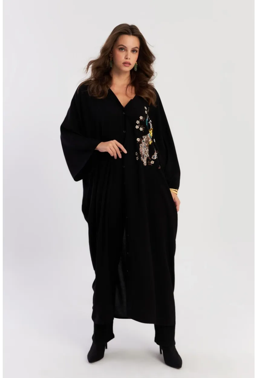 Kadın Siyah Payetli Salaş Maxi Elbise ALO130