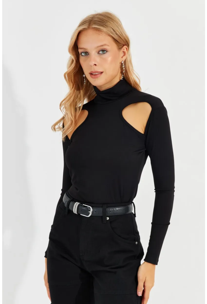 Kadın Siyah Pencereli Bluz MEN2014