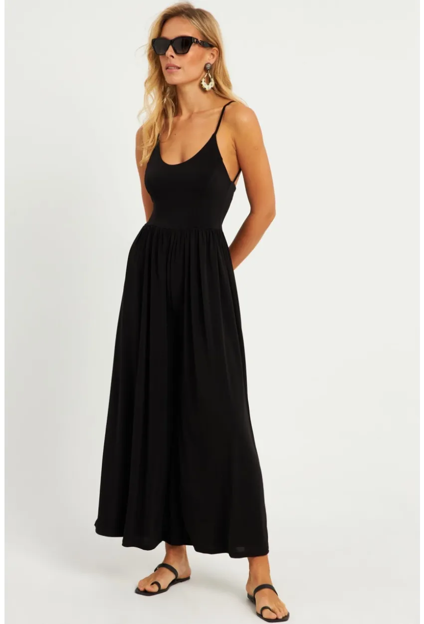 Kadın Siyah Sırtı Çapraz Tulum KY91