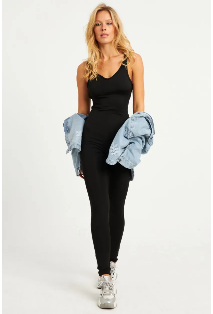 Kadın Siyah Sırtı Çapraz Tulum MEN2053