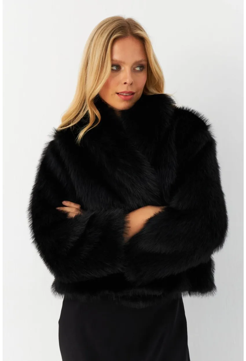 Kadın Siyah Suni Kürk ELT1227