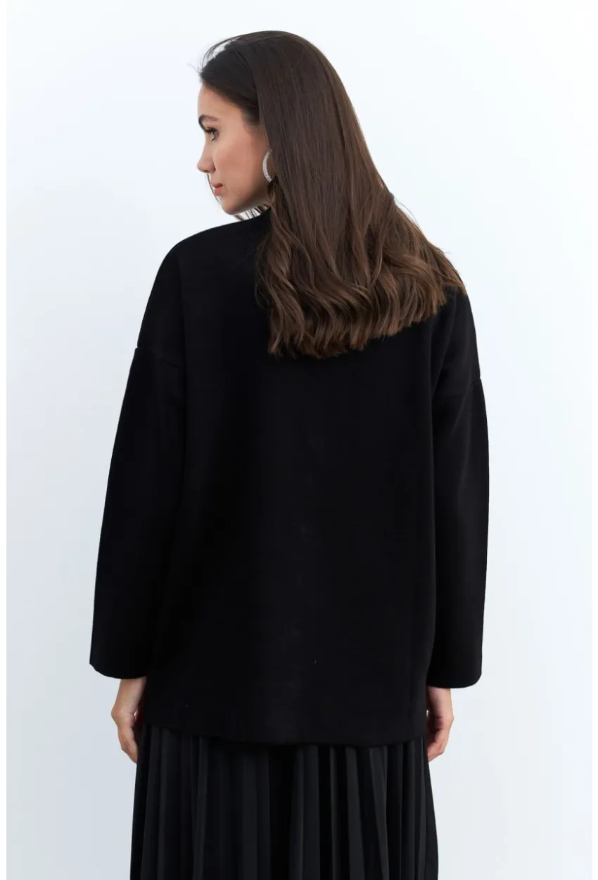 Kadın Siyah Taşlı Düğmeli Hırka MİW4572