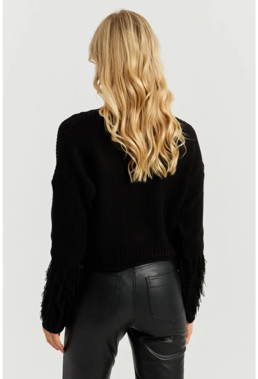 Kadın Siyah Triko Kısa Kazak YZ526