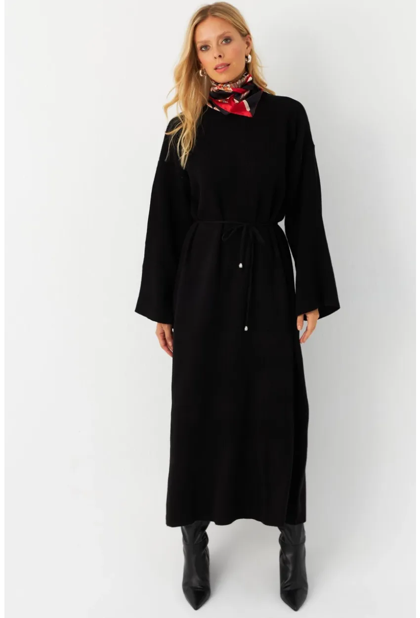 Kadın Siyah Triko Maxi Elbise MTC3367