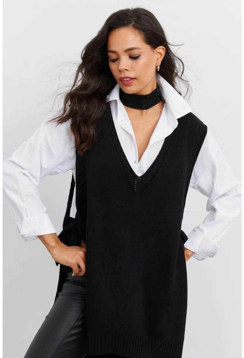 Kadın Siyah Triko Süveter YV103