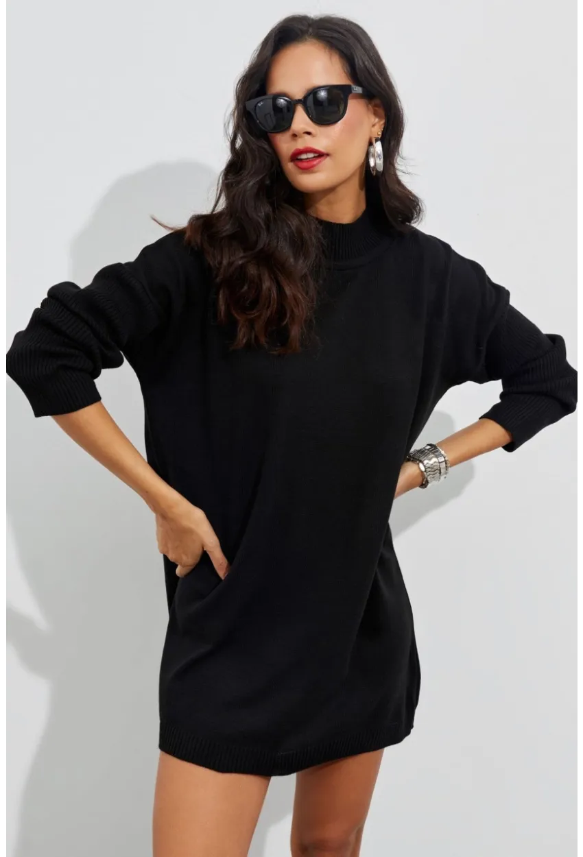 Kadın Siyah Triko Tunik YV110