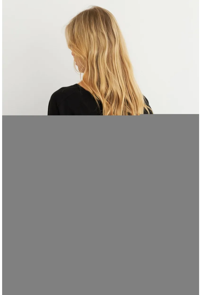 Kadın Siyah V Yaka Salaş Bluz YV304