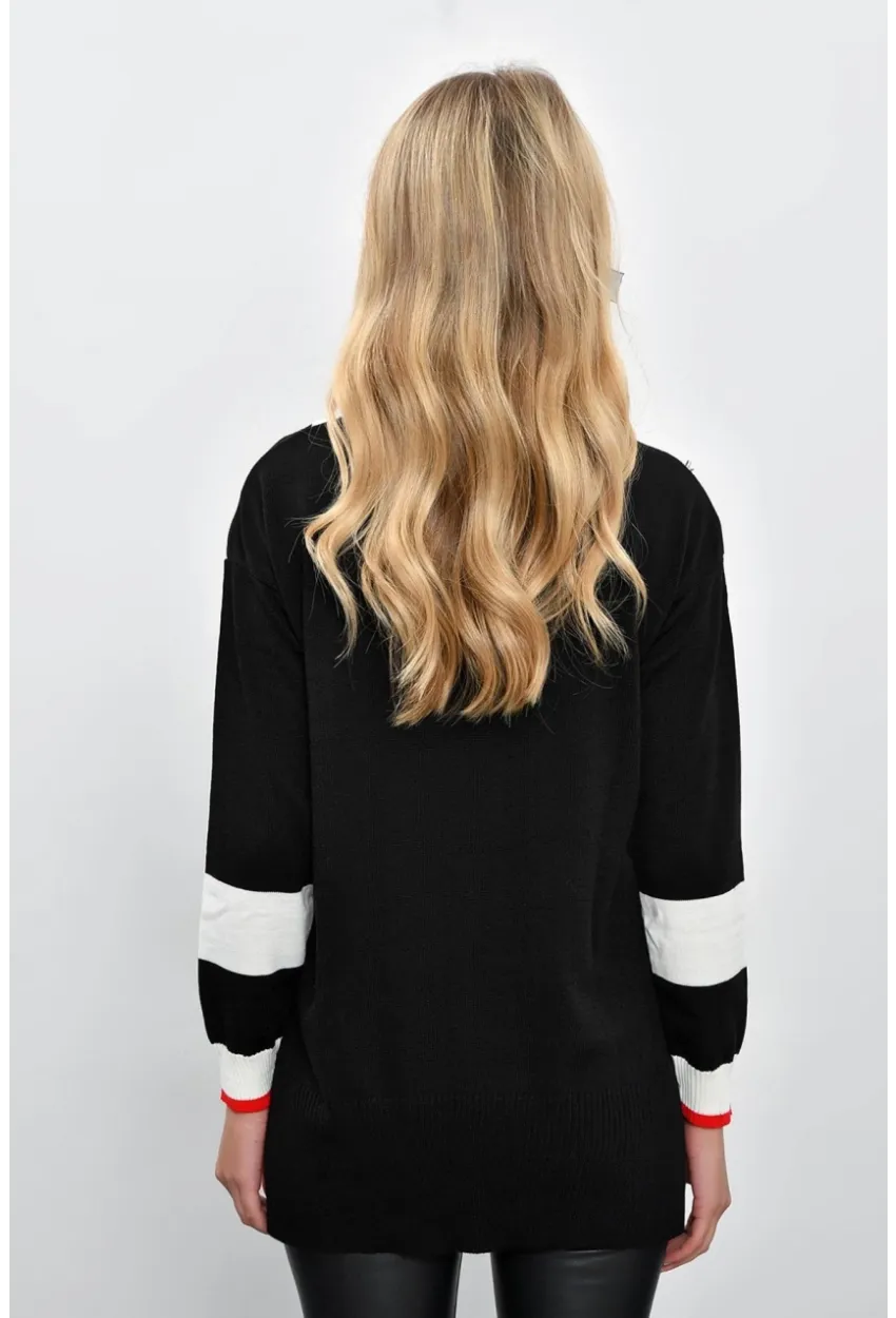 Kadın Siyah V Yaka Triko Tunik DA49