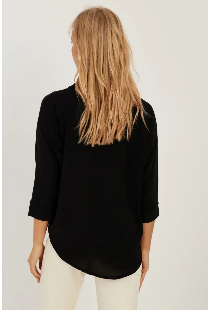 Kadın Siyah Yarasa Kol Bluz BR1224