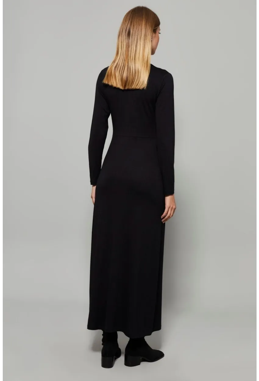 Kadın Siyah Yarım Balıkçı Maxi Elbise MYİ2006