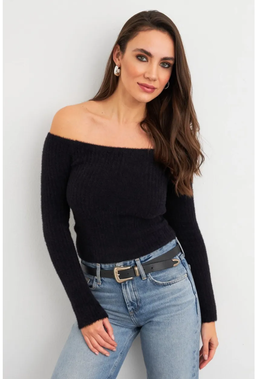 Kadın Siyah Yumuşak Dokulu Bluz SE7