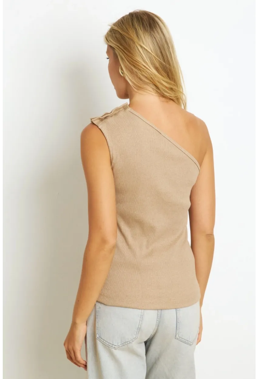 Kadın Sütlü Kahve Düğme Detaylı Kaşkorse Bluz EY2711