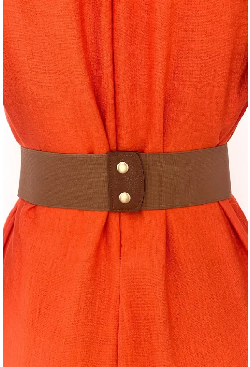 Kadın Taba Zincirli Lastikli Kemer BE639