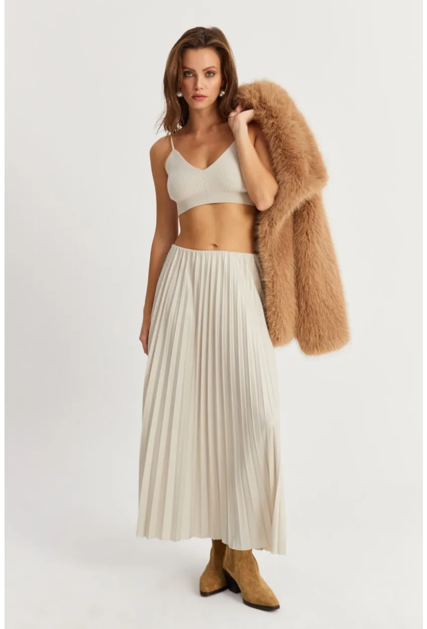 Kadın Taş Beli Lastikli Pilise Etek GÇ190