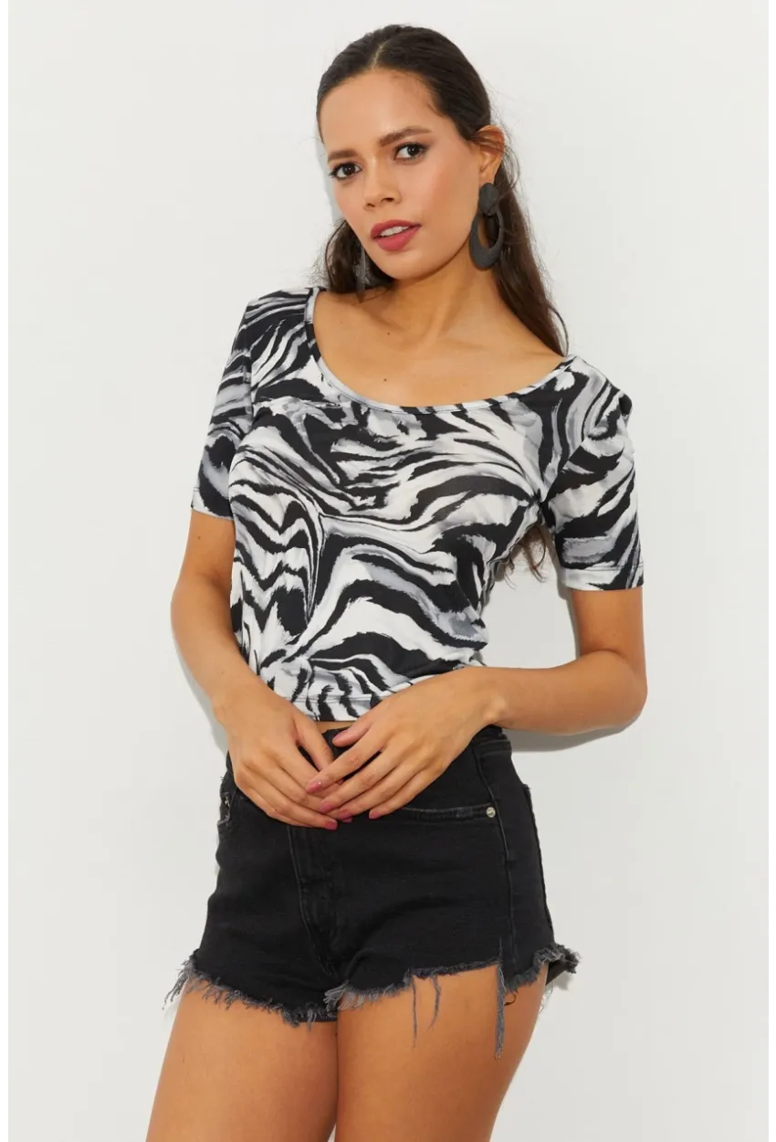 Kadın Taş Desenli Bluz LPP1224