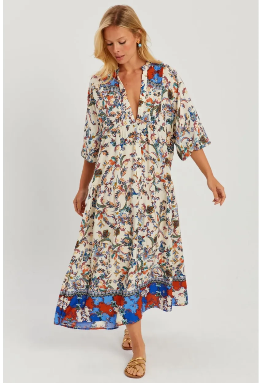 Kadın Taş Desenli Salaş Maxi Elbise GÇ166