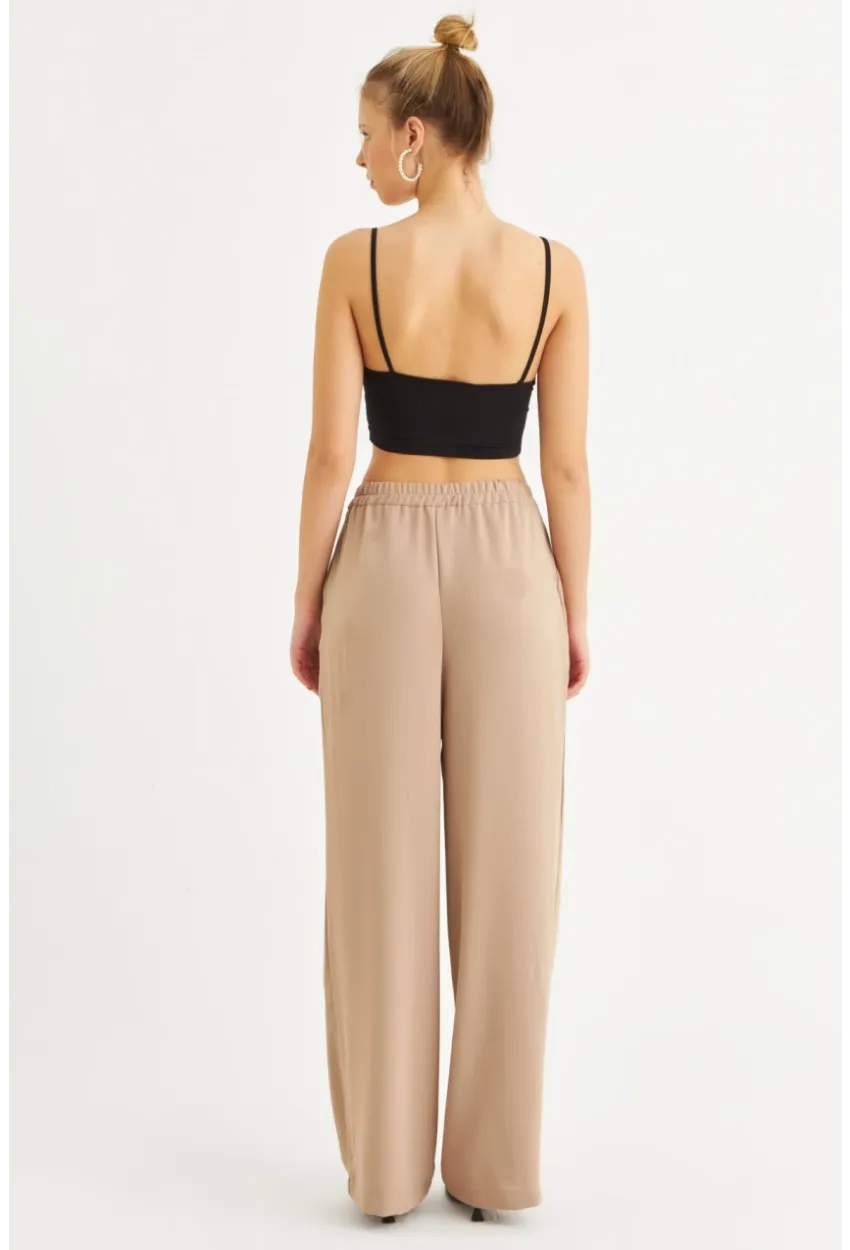 Kadın Taş Fermuarlı Palazzo Pantolon MON143