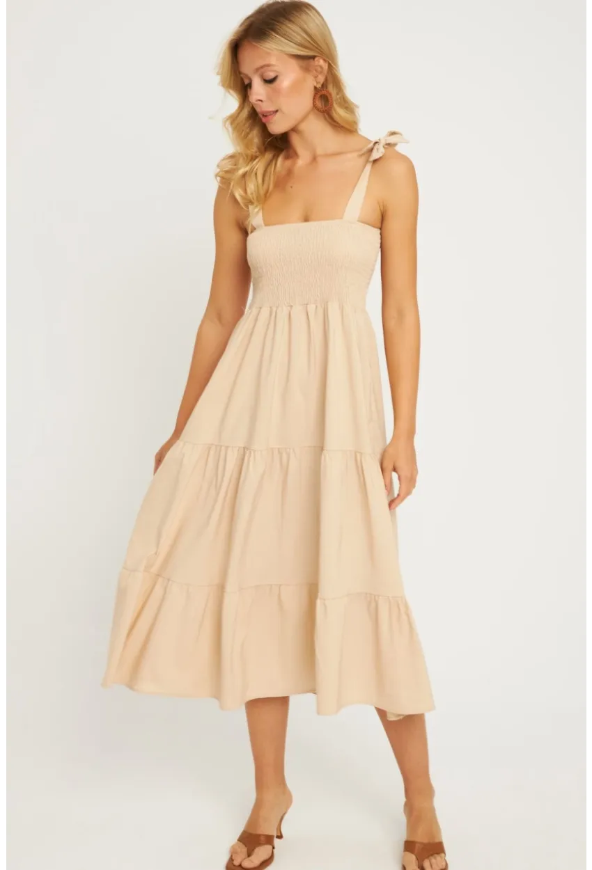 Kadın Taş Gipeli Volanlı Midi Elbise SGT407