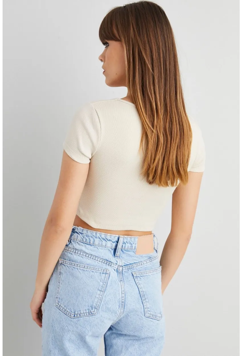 Kadın Taş Kaşkorse Crop Bluz ELT58