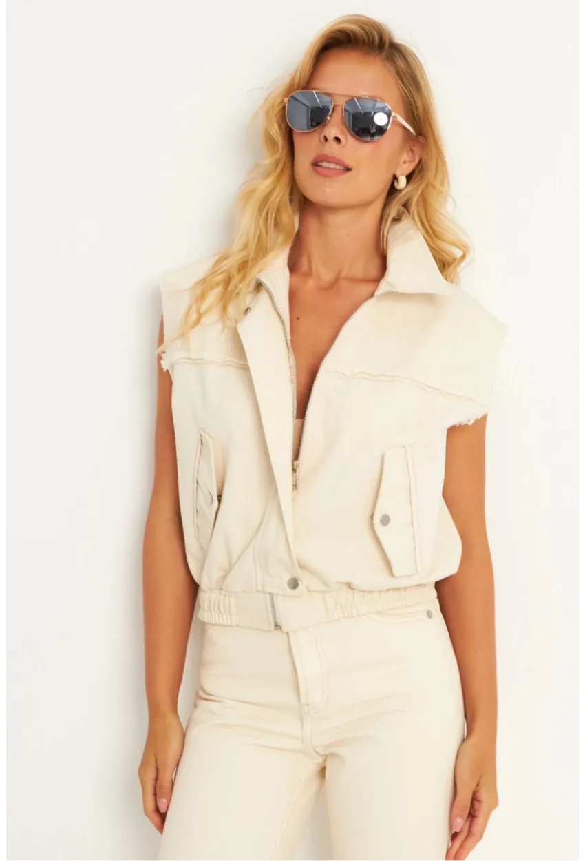 Kadın Taş Keten Ceket ELA3108