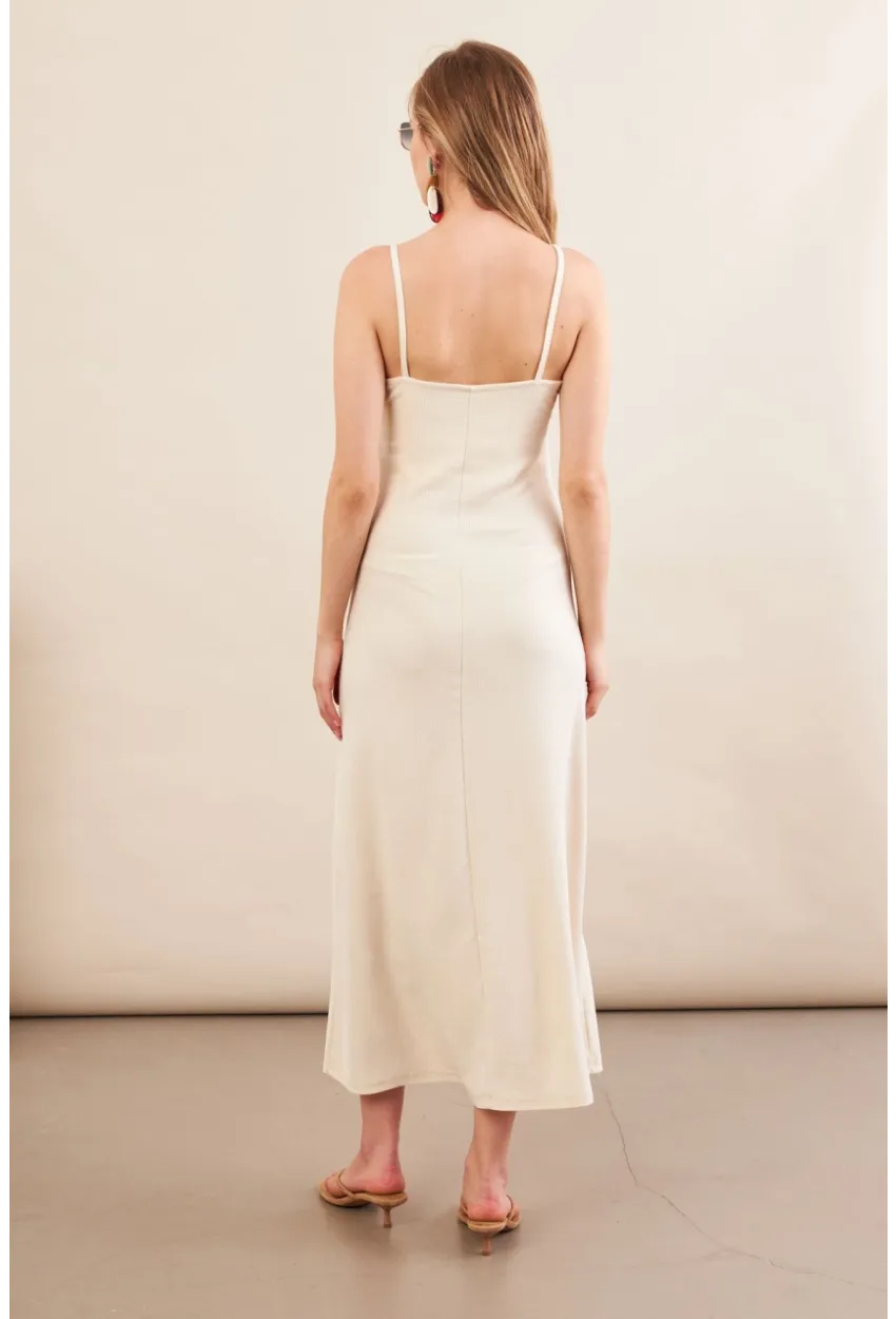 Kadın Vanilya Askılı Midi Elbise FLU7314
