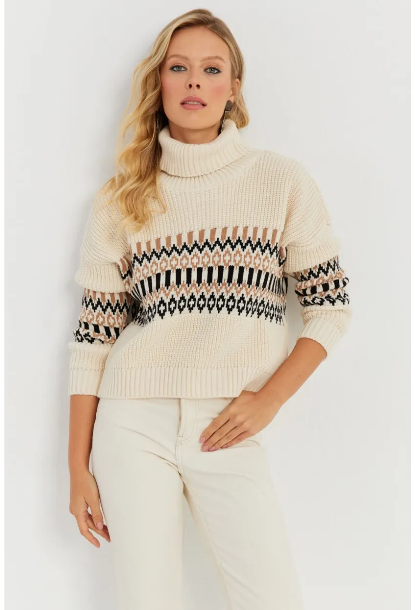 Kadın Vanilya Balıkçı Triko Kazak YZ527