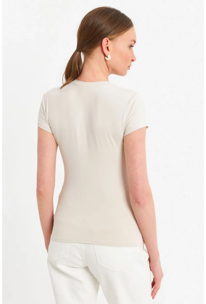 Kadın Vanilya Basic T-Shirt FLS07