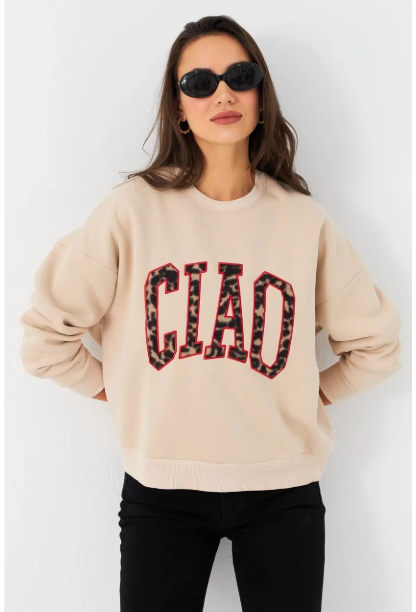 Kadın Vanilya Baskılı Sweatshirt MPP6429