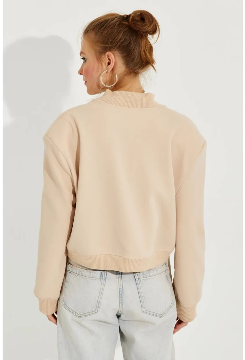 Kadın Vanilya Bomber Ceket QRS8375