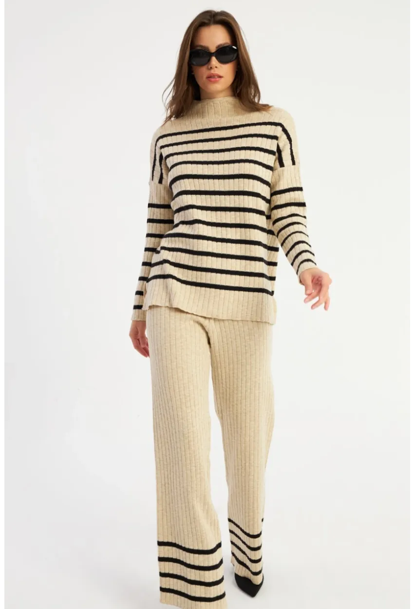 Kadın Vanilya Çizgili Alt Üst Takım MYİL11