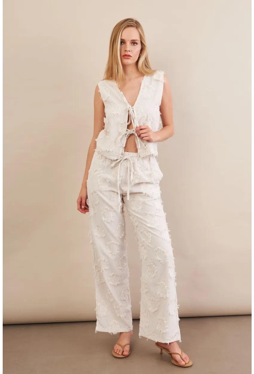 Kadın Vanilya Çizgili Püsküllü Alt Üst Takım MOD2517