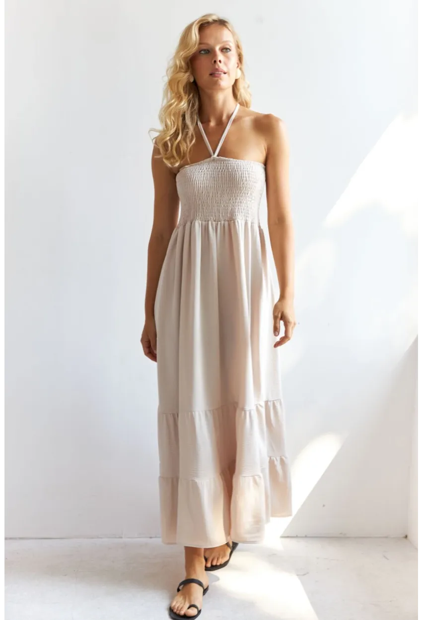 Kadın Vanilya Gipeli Midi Elbise SF12813