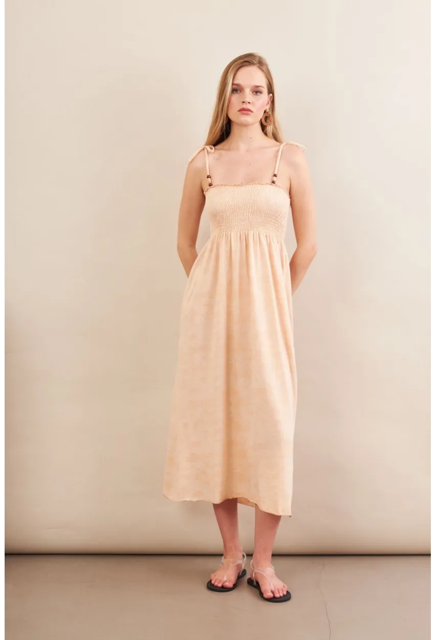 Kadın Vanilya Gipeli Midi Plaj Elbisesi OR501