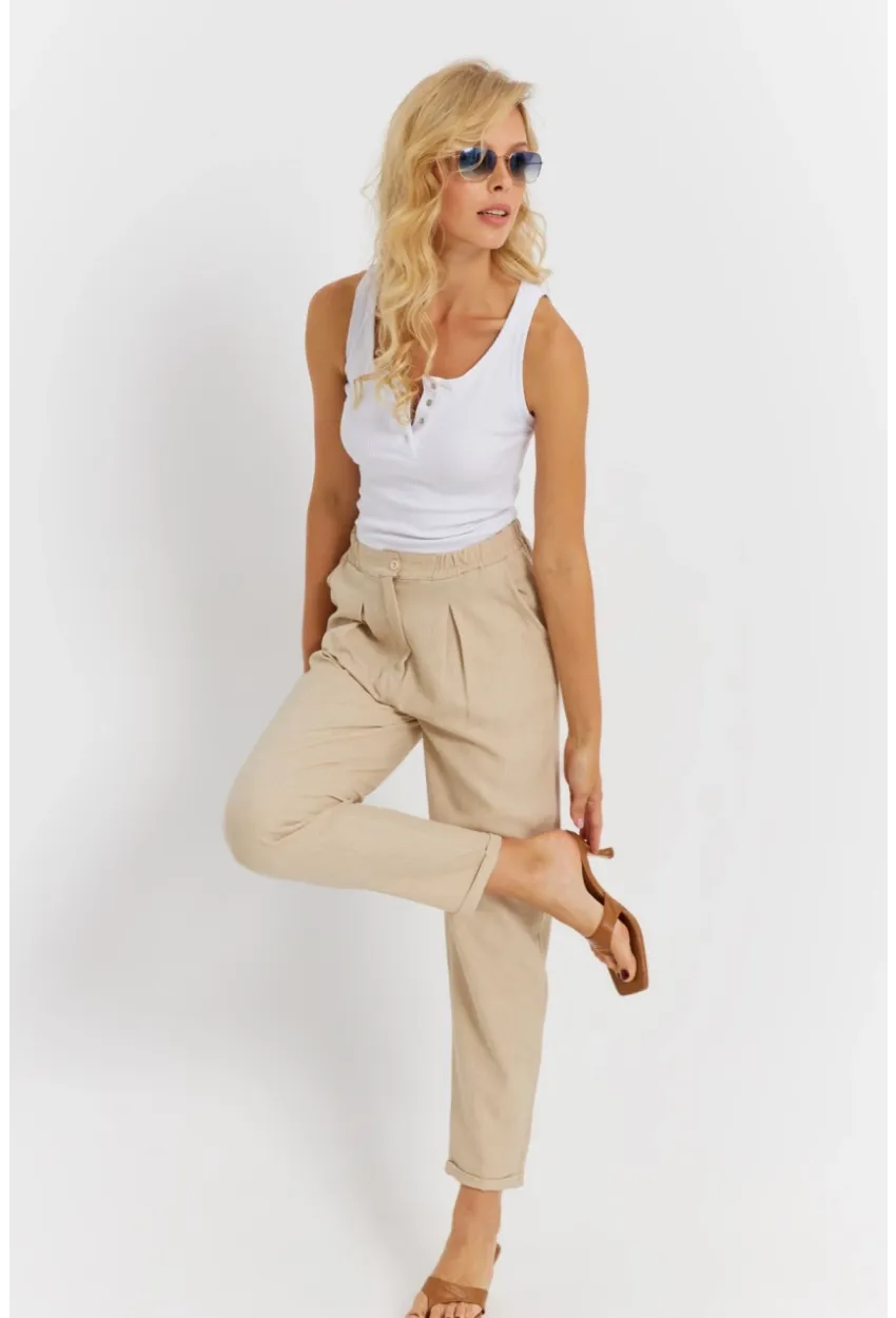 Kadın Vanilya Keten Pantolon DMR340