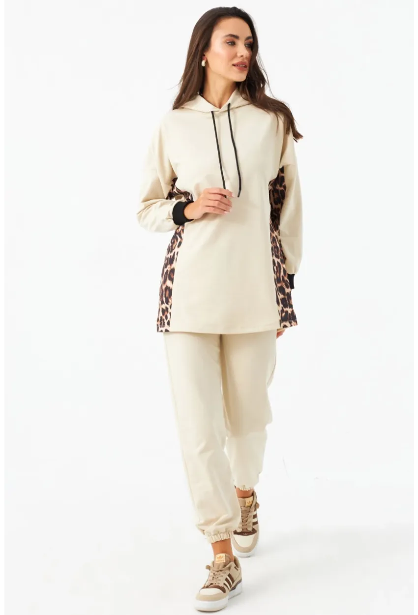 Kadın Vanilya Leopar Desenli Alt Üst Takım MPC301