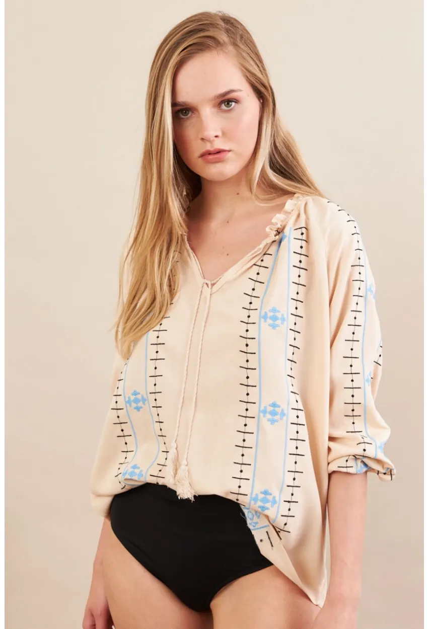 Kadın Vanilya Nakışlı Bluz MPC1344