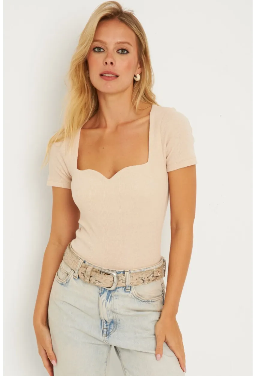 Kadın Vanilya Triko Bluz AYD337