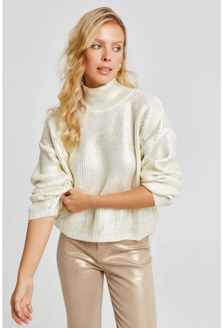 Kadın Vanilya Varakli Triko Bluz SF2530