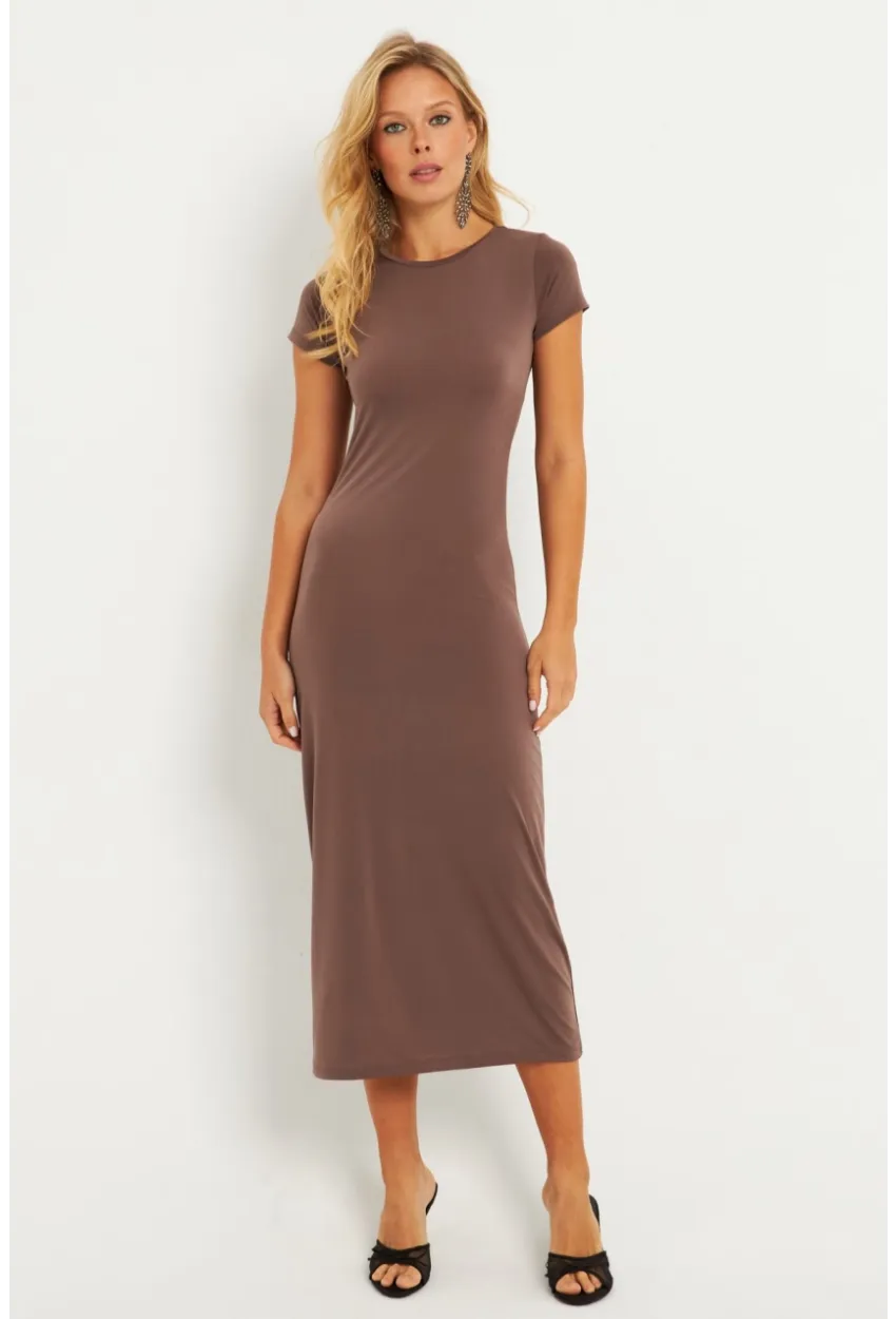 Kadın Vizon Basic Midi Elbise DMR261