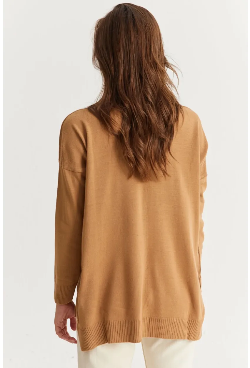 Kadın Vizon V Yaka Taşlı İnce Triko Bluz YİL002