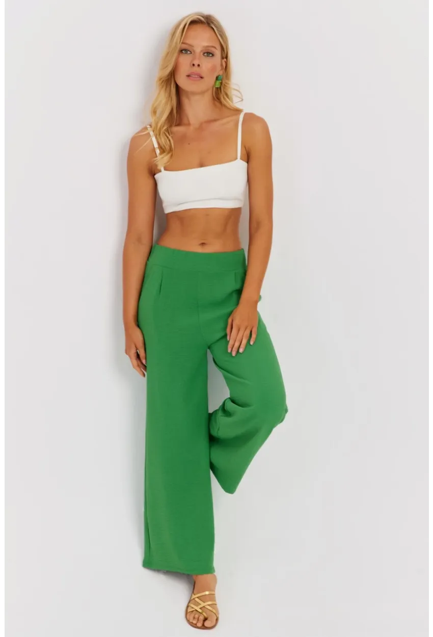 Kadın Yeşil Beli Lastikli Pantolon J23434