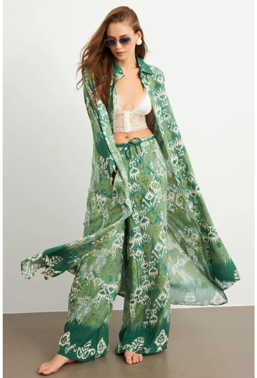 Kadın Yeşil Kaftan Takım Sİ159
