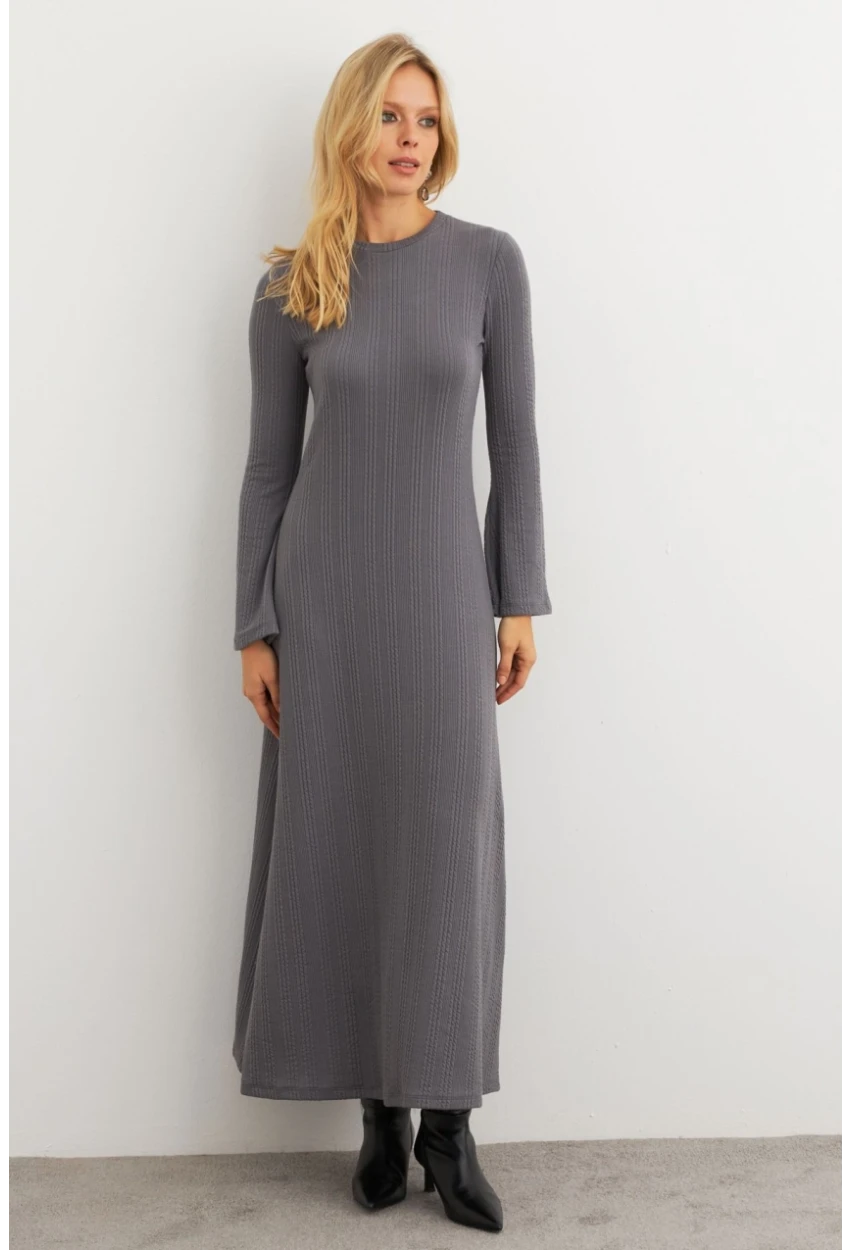 Kadın Antrasit Basic Maxi Elbise MTF30