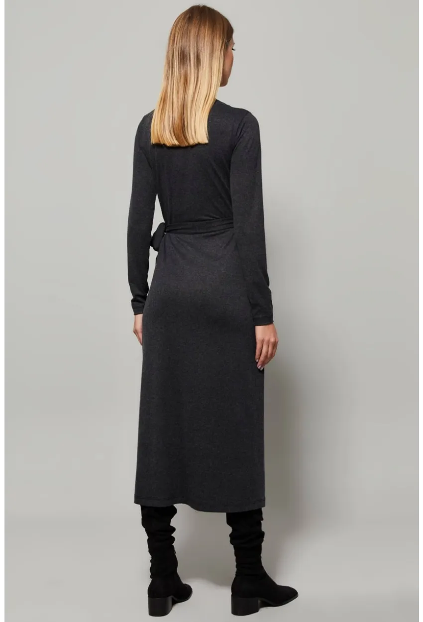 Kadın Antrasit Kruvaze Maxi Elbise EY1135